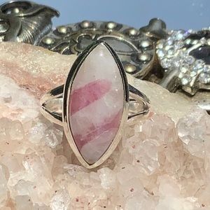 PINK TOURMALINE IN QUARTZ 925 STERLING SILVER RING, SIZE 7.5